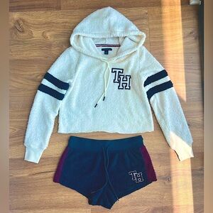 Tommy Hilfiger | women’s fleece short and cropped jacket hoodie set size S